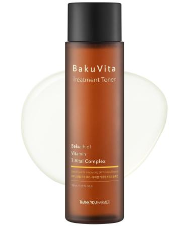 THANKYOU FARMER BakuVita Treatment Toner Retinol Alternative Bakuchiol Vitamin C+E Toner Hydrating Toner Slow Aging Vegan Korean Toner for Face 7.03 Fl oz (200ml)