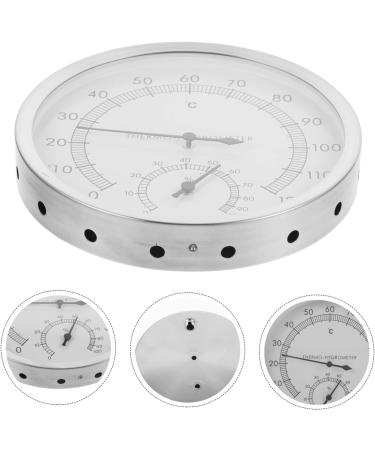 Garneck Sauna Moisture Thermometer & Hygrometer - Stainless Steel Room Thermometer & Wall Clock for Home - Accurate Pressure Display - Buy Online on GoSupps.com