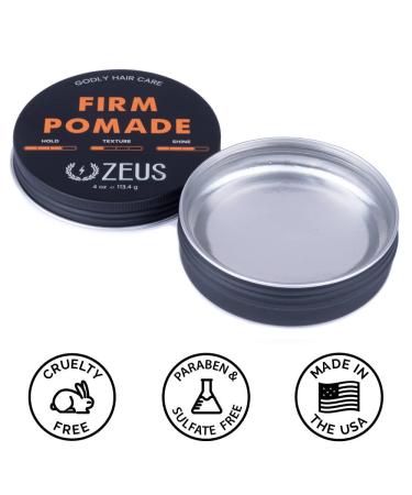 ZEUS Firm Hold Pomade - Water Based Styling Pomade with All Day Hold & Natural Shine - Made in USA - 4 oz - Buy Online on GoSupps.com