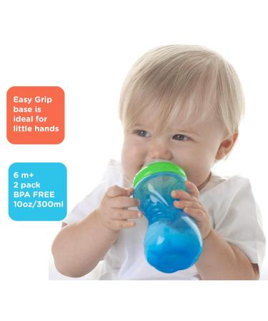 Nuby 10 oz No Spill Easy Grip Trainer Cup - Blue/Red (2 Count) | Leak-Proof Design | BPA-Free | Toddler Sippy Cup - Buy Online on GoSupps.com