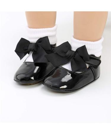 Sonsage Baby Girls Bowknot Mary Jane Ballet Flats | Anti-Slip Sole | 0-6 Months | Black - Buy Online on GoSupps.com