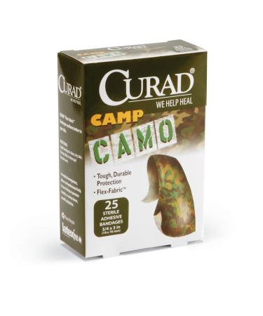 Curad Camo Fabric Adhesive Bandages - 0.75 X 3 - Camo Green ONE BOX