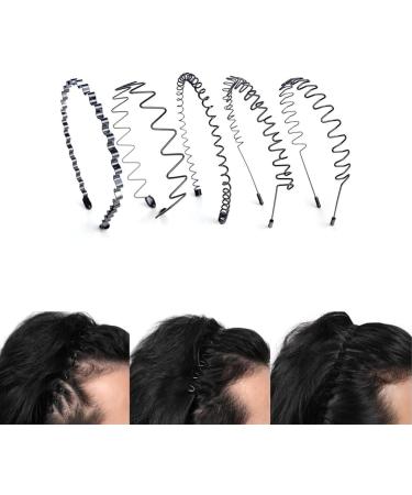 6 Pcs Non-Slip Metal Hair Hoop Headbands for Men & Women - Black Spring Headband Set for Outdoor Sports - Buy Online on GoSupps.com