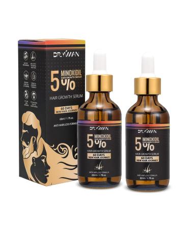 5% Minoxidil Hair Growth Serum Oil For Men and Women Biotin Hair Growth Oil Hair Regrowth Treatment for Thicker Longer Healthier Hair Prevent Scalp Hair Loss Thinning Hair Growth Serum (2 Pack)