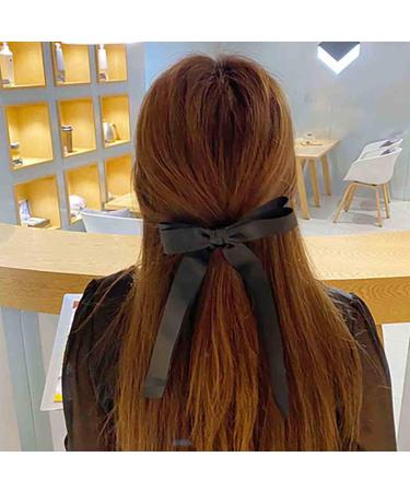 Wendalern Bow Ribbon Hair Holder Black Silk Bow Hair Scrunchies Satin Bow Hair Rope Band Ponytail Holder Bowknot Elastic Hair Ropes Ribbon Hair Tie Bows Hair Accessories for Women and Girls - Buy Online on GoSupps.com