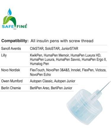 Safe Fine Insulin Pen Needles 5mm 31G - Painless Injection - 100 Pcs/Box - Buy Online on GoSupps.com