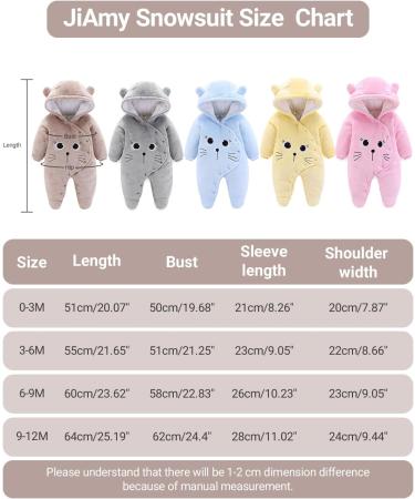 JiAmy Newborn Baby Winter Hooded Romper Fleece Snowsuit Jumpsuit Cartoon Cat Outfit | 0-12 Months | Blue - Buy Online on GoSupps.com