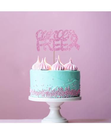 Cancer Free Cake Topper Breast Cancer Awareness Cake Decor Breast Cancer Pink Ribbon Sign Survivor Party Decoration Supplies - Pink Glitter 1 - Buy Online on GoSupps.com