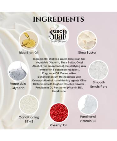 Handmade Rosehip-Infused Shea Body Butter with Rice Bran Oil & Vitamin B5 6 oz (1 jar) (Sunday Morning) - Buy Online on GoSupps.com