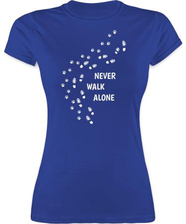 Shirtracer - Shirt Women - Gift for Dog Owners - Never Walk Alone Paw Prints 05 Royal Blue S