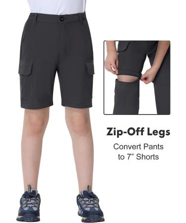 Boys Quick Dry Convertible Cargo Pants - Dark Gray | UPF 50+ Water Resistant Outdoor Hiking Pants - Size 14 Years - Buy Online on GoSupps.com