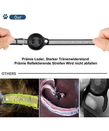 Leather Airtag Cat Collar - Adjustable GPS Tracking Neck Band for Small Medium & Large Cats - Anti-Losing Reflective Design - Buy Online on GoSupps.com