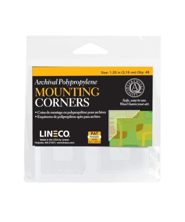 Lineco Self-Adhesive Polypropylene Mounting Corners 1.25 inch Full View Pressure Sensitive Non-Yellowing Acrylic Adhesive (Pack of 48)