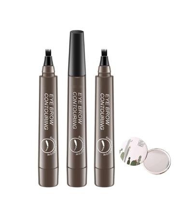 Matezis Eyebrow Pencil 2pcs Lumierez Brow Pen 4 Tipped Precise Brow Pen Long Lasting Microblading Eyebrow Pen (Gray Brown)