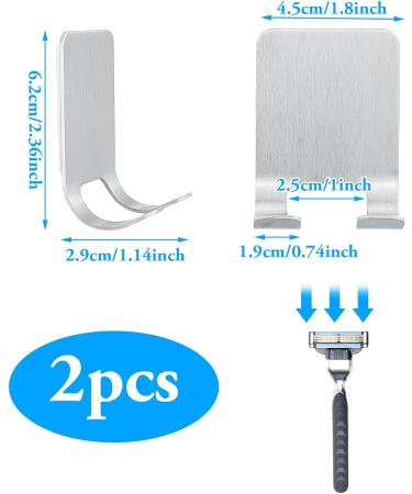Razor Bracket Shower Holder 2 Pieces Stainless Steel Self-Adhesive No Drilling Needed for Bathroom & Kitchen - Buy Online on GoSupps.com