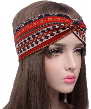 Lergo Women's Ethnic Cross Wide Headband - Twisted Elastic Burgundy | Stylish & Comfortable Headwear for All Occasions - Buy Online on GoSupps.com