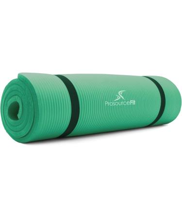ProsourceFit Extra Thick Non-Slip Yoga Pilates Mat - 71 x 24 Green - Padded Workout Mat for Men and Women - Buy Online on GoSupps.com