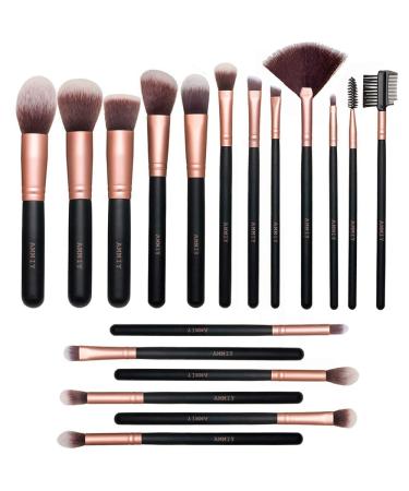 Makeup Brushes Lospu HY Makeup Brushes Set 18-Piece Rose Golden Make-up Brush Sets Premium Synthetic Wood Handle Face and Eye Brushes for Foundation Powder Concealers Blush and Eyeshadow