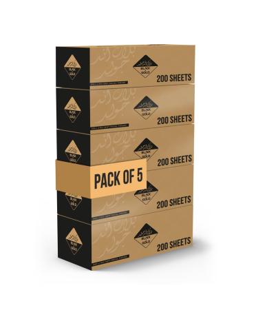 Nice Touch Facial Tissue Black & Gold Box - 5 Packs of 200 Sheets - Contains 1000 Premium 2 Ply Tissues