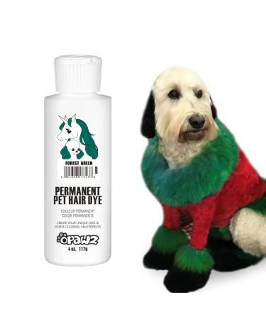 Opawz permanent pet hair color profession pet safe dye keeps over 20 hair washes bright color for dogs and horses (forest green)
