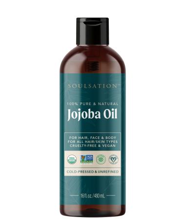 Organic Jojoba Oil for Skin Hair & Face (16oz) | 100% Pure Natural Cold Pressed | Organic for Skin Hair Face 100% Pure Natural 16 Fl Oz (Pack of 1)