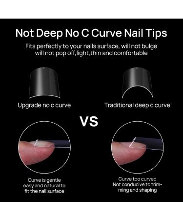 JUSTOTRY 700 Pcs No C Curve Clear Nail Tips No Glue Extra Long Square Nails Tip Set XXL Full Cover Fake Nails Tips for Women Acrylic Straight False Nail Tip for Nails Art and DIY French Nail Designs 700 clear 1 - Buy Online on GoSupps.com