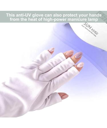 AYNKH UV Gloves 2 Pair for Gel Nails Anti UV Shield Gloves Gel Manicure Nail Art Dryer Tools to Protect Hands from UV Light Lamp Dryer Black White - Buy Online on GoSupps.com