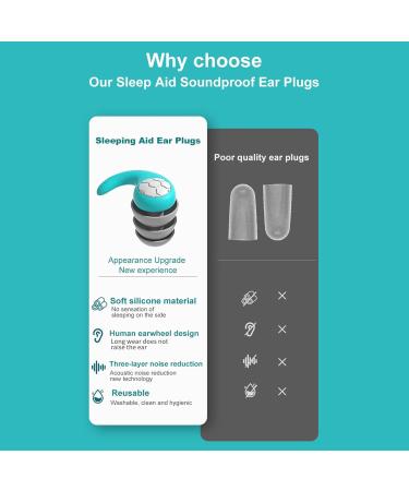 Ear Plugs Sleep | Waterproof Sleep Earplugs - Three Layers of Mute Waterproof Silicone Reusable Hearing Protection with Box for Noise Sensitivity Cyan Blue - Buy Online on GoSupps.com