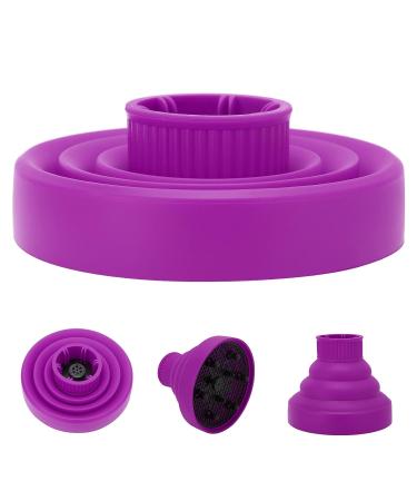 Premium Silicone Diffuser for Curly Hair - Universal Collapsible Hair Dryer Attachment - Portable & Foldable Design - Perfect for Travel (Purple) - Buy Online on GoSupps.com
