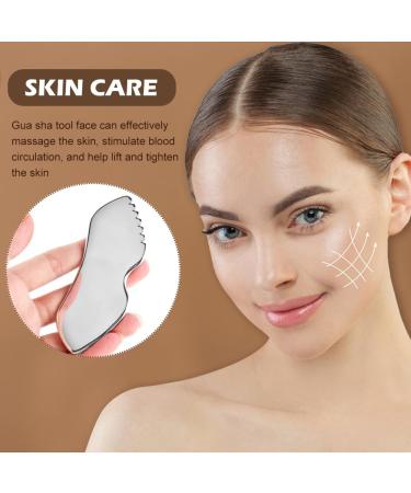 Buy Stainless Steel Gua Sha Facial Tools Set | Skin Tightening Gua Sha Stone with Storage Bag & Cleaning Cloth - Buy Online on GoSupps.com