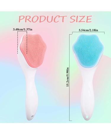Silicone Face Scrubber Set - 2 Pcs Soft Bristles Facial Cleansing Brush for Blackheads & Makeup Removal - Waterproof Skincare Tools (Blue Pink - Buy Online on GoSupps.com