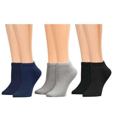 Fox Valley Traders Silver StepsTM Low Cut Diabetic Socks 3 Pair X-Large Black/Grey/Navy