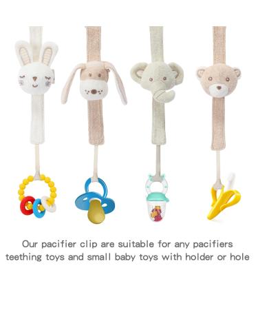 Shop 2-Pack Organic Cotton Pacifier Chains | Cute Elephant & Rabbit Designs | Safe for Babies 0-36 Months | Universal Pacifier Straps & Toy Holders - Buy Online on GoSupps.com