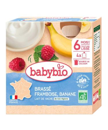 Babybio French Cow Milk - Gourds Brewed Raspberry Banana 4x85 g - 6+ Months - ORGANIC