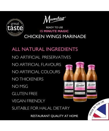 Mumtaz CHICKEN WINGS Marinade Sauce - Pack of 3x500g 15 Minute Magic Marinade Medium Spiced BBQ-Grill-Roast-Stir or Air fry All Natural Ingredients Gluten Free Vegan Friendly. - Buy Online on GoSupps.com