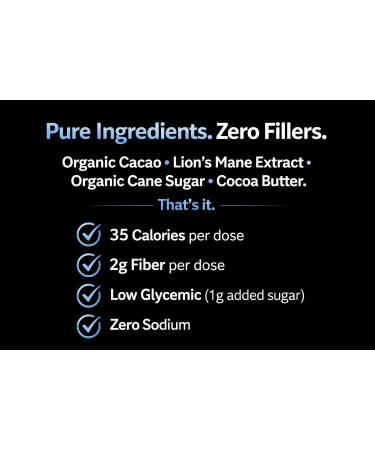 FatCaps Lion's Mane Dark Chocolate Bar | Vegan | Double Extracted Lion's Mane Mushroom | 100% Fruiting Body | No Grains or Fillers | NJ Grown | Brain Health | Memory and Focus - Buy Online on GoSupps.com