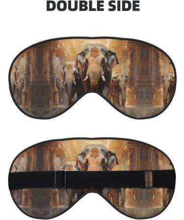 Asian Elephants Print Unisex Sleep Eye Mask | Soft Comfort Eye Shade for Travel Yoga & Shift Work - Black - Buy Online on GoSupps.com