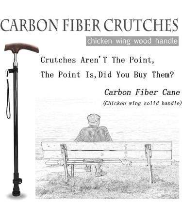 Canes Durable Elderly Crutch Carbon 220G Ultralight Chicken Wing Wood Adjustable Telescopic Rod Solid Wood Nonslip Old Walking Stick/Withstand Weight 70KG - Buy Online on GoSupps.com