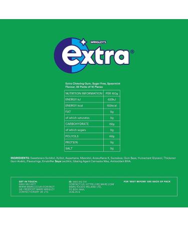Wrigley's Extra Sugarfree Gum - Spearmint (60 per Pack) - Pack of 6 Helps with Oral Hygiene for Healthy Teeth and Gums Sold By Kidzbuzz - Buy Online on GoSupps.com