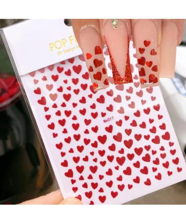 Taicols 10 Sheets 3D Design Nail Stickers Glitter Heart Nail Stickers Self-Adhesive Valentine's Day Nail Stickers Shiny Love Heart Nail Stickers DIY Nail Art Nails Decoration for Women Girls - Buy Online on GoSupps.com