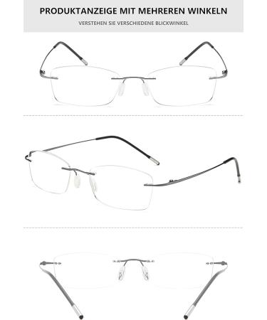 Buy Lanomi Marginal Reading Glasses with Blue Light Filter - Ultra Light Metal Frameless for Men & Women - Classic Gunmetal 1.5 Diopters - Buy Online on GoSupps.com