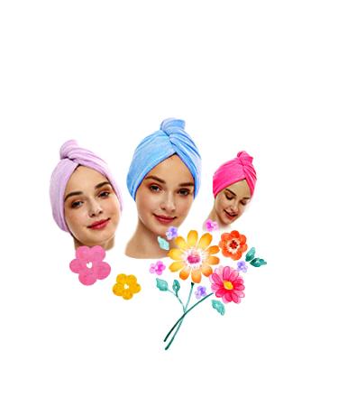 Cottish Microfiber Hair Towel Wrap  Super Absorbent Quick Dry Hair Turban for Drying (Red Rose)