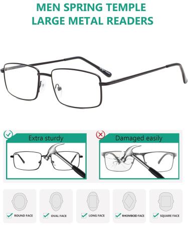 Eyekepper 3-Pack Black Rectangular Spring Temple Metal Reading Glasses for Men +1.75 - Stylish & Durable - Buy Online on GoSupps.com