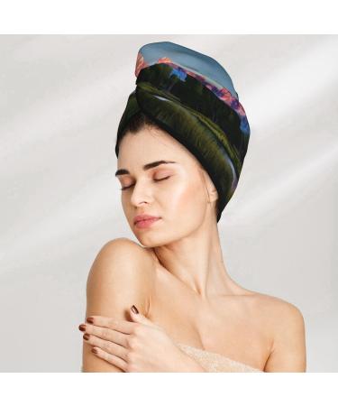 Grand Teton National Park Coral Velvet Dry Hair Cap - Anti-Frizz Cap with Buttons for Curly Long & Thick Hair - Perfect for International Shipping - Buy Online on GoSupps.com