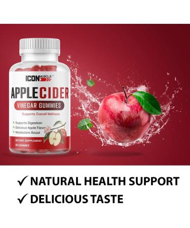Icon Muscle Apple Cider Vinegar Gummies - Vegan, Delicious Apple Flavor, High Strength ACV - 60 Gummies - Buy Online on GoSupps.com