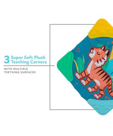 Nuby Plush Tiger Teething Blankie - Cuddle & Chew Toy with Squeaker | Connector Clip | Multi-Colored Design | 0+ Months - Buy Online on GoSupps.com