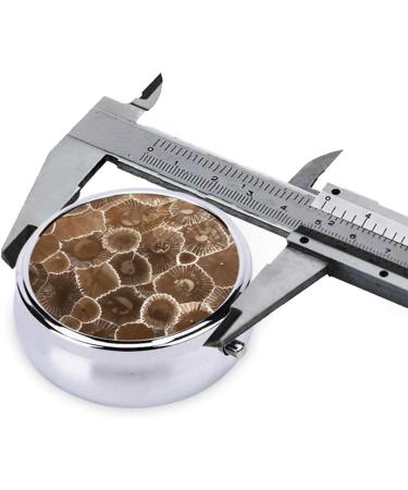 Petoskey Stone Portable Metal Pill Box - Round Mini 3-Compartment with Hinged Design for Travel - Ideal for Small Pills - Shop Now - Buy Online on GoSupps.com