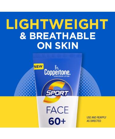 Coppertone Sport Face Sunscreen Lotion SPF 60+ | Water Resistant Broad Spectrum 2.5 Fl Oz - Buy Internationally - Buy Online on GoSupps.com