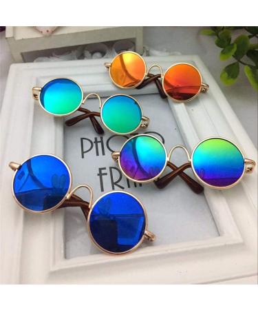 Super Cute Pet Glasses Stylish Dog Cat Cool Sunglasses Metal Frame Round Cool Photo Comfortable and EnvironmentallyConvenient and attractive - Buy Online on GoSupps.com