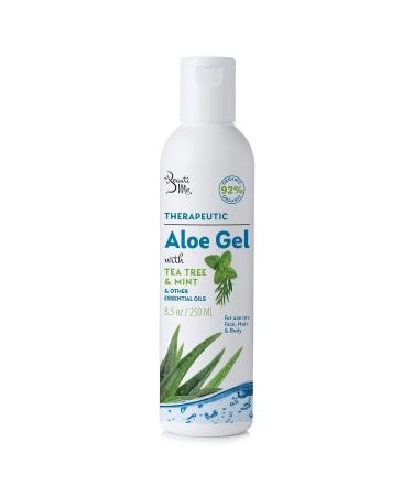 Beauti Me Therapeutic Aloe Vera Gel with Tea Tree and Mint - Natural and Organic - For use on Face  Hair and Body